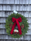 24" Balsam Fir Wreath in red